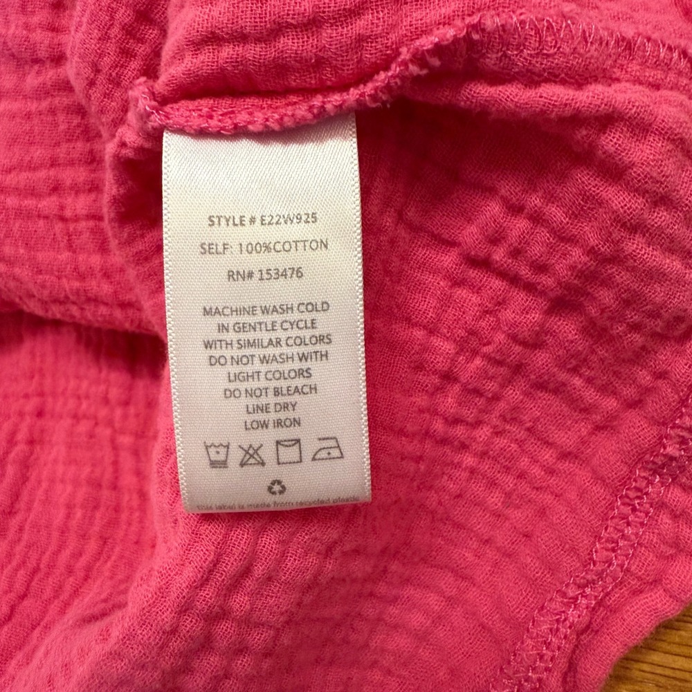 Evereve Women's XL Tank Top Pink Cotton Button Front Double Gauze Summer Cami - Picture 3 of 4